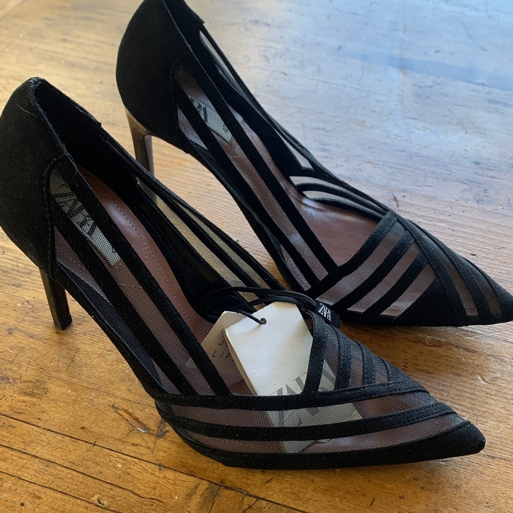 Zara Women's Black Mesh Heels